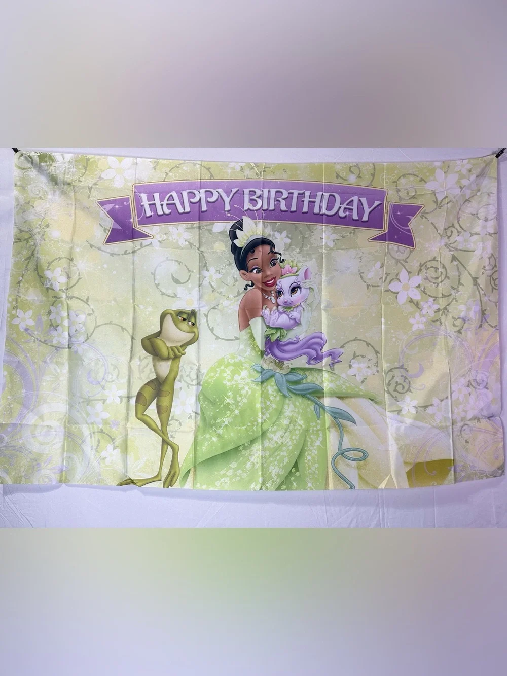 Princess & The Frog Tiana Happy Birthday Backdrop Banner 5x3Ft.